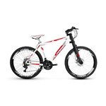 Ficha técnica e caractérísticas do produto Bicicleta Alfameq Stroll Aro 26 Freio à Disco 21 Marchas - Branca com Vermelho - Quadro 19