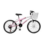 Ficha técnica e caractérísticas do produto Bicicleta Aro 20 Feminina Serena Plus com Marchas Rosa com Branco Master Bike