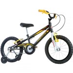 Ficha técnica e caractérísticas do produto Bicicleta - Aro 16 Boy Raiada Preta/amarel - Track Bikes