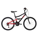 Ficha técnica e caractérísticas do produto Bicicleta Aro 24 Caloi Shok com 21 Marchas - Preta e Vermelha