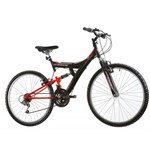 Ficha técnica e caractérísticas do produto Bicicleta Aro 26 Dupla Suspensão TB100 Preto/Laranja - Track Bikes - Track Bikes