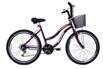 Ficha técnica e caractérísticas do produto Bicicleta Aro 26 Feminina Beach 18 Marchas Violeta