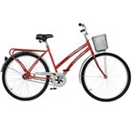 Ficha técnica e caractérísticas do produto Bicicleta Aro 26 Fischer Princess New com Freios Contra Pedal e Cesta - Vermelha