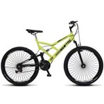 Ficha técnica e caractérísticas do produto Bicicleta Aro 26 Full-s GPS Aero Dupla Suspensão 72 Raias - Amarelo