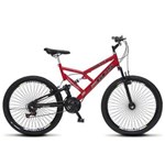 Ficha técnica e caractérísticas do produto Bicicleta Aro 26 Full-s GPS Aero Dupla Suspensão 72 Raias - Vermelho