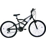 Ficha técnica e caractérísticas do produto Bicicleta Aro 26 Life Zone 18 Marchas Snapper Dupla Suspensão Preta Fosca