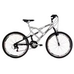 Ficha técnica e caractérísticas do produto Bicicleta Aro 26 Mormaii Full Susp Big Rider 2011831 com 24 Marchas e Dupla Suspensão - Branca/Preta