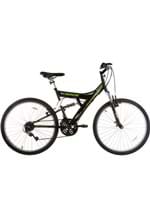 Ficha técnica e caractérísticas do produto Bicicleta Aro 26 Mtb Tb-100 Full Suspensão 18 V Preto e Verde Track Bikes