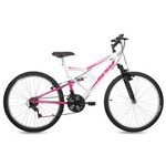 Ficha técnica e caractérísticas do produto Bicicleta Aro 26 Q18 Fullsion Suspensão 18V Mormaii - Branco e Rosa