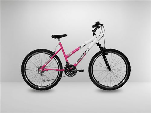 Ficha técnica e caractérísticas do produto Bicicleta Aro 26 Rosa 21 Marchas com Amortecedor