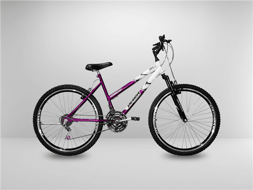 Ficha técnica e caractérísticas do produto Bicicleta Aro 26 Roxa 21V com Amortecedor Câmbios Shimano
