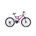 Ficha técnica e caractérísticas do produto Bicicleta Aro 26 Suspensão Full Blaze Rosa/Branco - Ello Bike