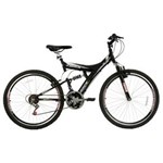 Ficha técnica e caractérísticas do produto Bicicleta Aro 26 Track Bikes MTB TB-300 com 18 Marchas e Suspensão Dupla - Preto Fosco