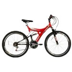 Ficha técnica e caractérísticas do produto Bicicleta Aro 26 Track & Bikes TB300 com 18 Marchas e Dupla Suspensão - Vermelha