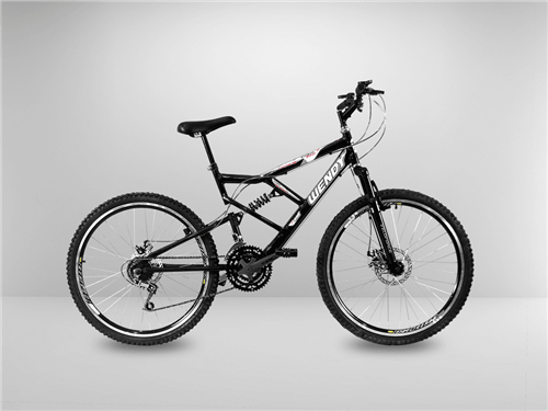 Ficha técnica e caractérísticas do produto Bicicleta Aro 26 Wendy Full Suspenstion 21V Freio a Disco (Preto)