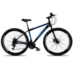 Ficha técnica e caractérísticas do produto Bicicleta Aro 29 DROPP AÇO 21v Marchas com Freio a Disco Mecânico Preto com Azul