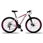 Ficha técnica e caractérísticas do produto Bicicleta Aro 29 Quadro 15 Alumínio 21 Marchas Freio a Disco Mecânico Branco/Pink - Dropp