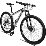 Ficha técnica e caractérísticas do produto Bicicleta Aro 29 Quadro 15 Alumínio 21 Marchas Freio a Disco Mecânico Branco Preto - Dropp