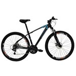 Ficha técnica e caractérísticas do produto Bicicleta Aro 29ER 21 Vel Preto/Azul High One Revolution - Preto