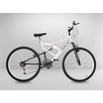 Ficha técnica e caractérísticas do produto Bicicleta Branca Aro 26 Full Suspension 21 Marchas