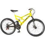 Ficha técnica e caractérísticas do produto Bicicleta Colli 220 Aro Aéreo 26 Dupla Suspensão 21 Marchas Freios a Disco - Amarelo