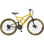 Ficha técnica e caractérísticas do produto Bicicleta Colli Aro 26 Dupla Suspensão e Freio a Disco, Amarelo/Preto