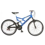 Ficha técnica e caractérísticas do produto Bicicleta Colli Aro 26 GPS Dupla Suspensão 21 Marchas Freios V-Brake Aço Carbono - Azul