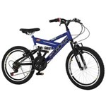 Ficha técnica e caractérísticas do produto Bicicleta Colli Dupla Suspensao 21M.Aro 20 Azul/Preto