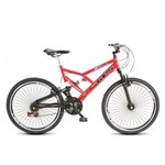 Ficha técnica e caractérísticas do produto Bicicleta Colli Dupla Suspensão. A.26 72 Raias 21M. V.Brake - Vermelho
