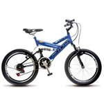 Ficha técnica e caractérísticas do produto Bicicleta Colli Dupla Suspensão Aro 20 21 Marchas Masculina Azul