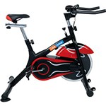 Bicicleta de Spinning Life Zone com Roda de Inércia 10kg e Painel Digital Preta e Vermelha