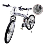 Ficha técnica e caractérísticas do produto Bicicleta Dobravel 21 Marchas Shimano Aro 26 Freio Disco Amortecedor Bike Branca