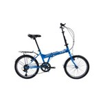 Ficha técnica e caractérísticas do produto Bicicleta Dobrável 6 Velocidades Aro 20 - Azul Claro