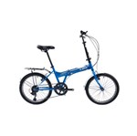Ficha técnica e caractérísticas do produto Bicicleta Dobrável 6 Velocidades Aro 20 Azul - Like