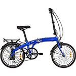 Ficha técnica e caractérísticas do produto Bicicleta Dobrável URBE 7 Marchas Aro 20 Azul - Caloi