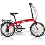 Ficha técnica e caractérísticas do produto Bicicleta Dobrável URBE 7 Marchas - Aro 20 - Vermelha - Caloi