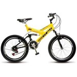 Ficha técnica e caractérísticas do produto Bicicleta Dupla Suspensao Aro20 Masculina 21M. Amarela/Preta