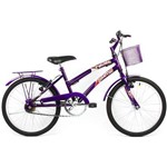 Bicicleta Feminina Dolphin Aro 20 com Cesta e Garupa - Cor Violeta