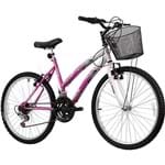 Ficha técnica e caractérísticas do produto Bicicleta Feminina Parati com Cesta Aro 24 Branco/Magenta - Track Bikes
