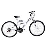 Ficha técnica e caractérísticas do produto Bicicleta Full Suspension Kanguru Aço Aro 26 Polimet - Branco