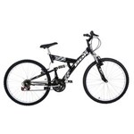 Ficha técnica e caractérísticas do produto Bicicleta Full Suspension Kanguru Aço Aro 26 Polimet - Preto