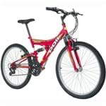 Ficha técnica e caractérísticas do produto Bicicleta Full Suspension Kanguru Aro 24 Vermelha - Polimet