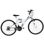Ficha técnica e caractérísticas do produto Bicicleta Full Suspension Kanguru Aro 26 Branca Polimet