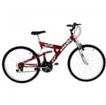 Ficha técnica e caractérísticas do produto Bicicleta Full Suspension Kanguru Aro 26 Vermelha Polimet