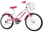 Bicicleta Infantil Aro 20 Track Bikes Marbela - Branco e Rosa com Cesta Freio V-Brake