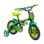 Bicicleta Infantil Aro 12 Nathor Black Cesta e Garrafa Preta/Verde