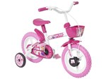 Bicicleta Infantil Aro 12 Track Bikes - Arco Iris W Branco e Fúcsia com Rodinhas e Cesta