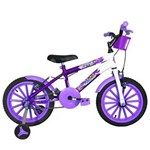 Ficha técnica e caractérísticas do produto Bicicleta Infantil Aro 16 Roxa Branca Kit Lilás
