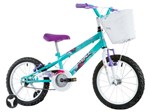 Bicicleta Infantil Aro 16 Track Bikes Track Girl - Azul e Branco com Rodinhas com Cesta Freio V-Brake
