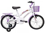 Bicicleta Infantil Aro 16 Verden Breeze Branco e - Lilás com Rodinhas com Cesta Freio V-Brake